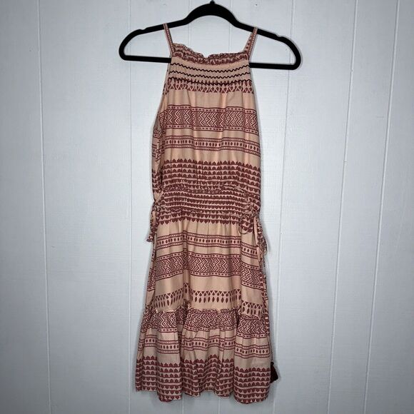 Kopal India Women’s Bira Dress Hand Block Printed Peach Pink Size XS - Picture 1 of 6